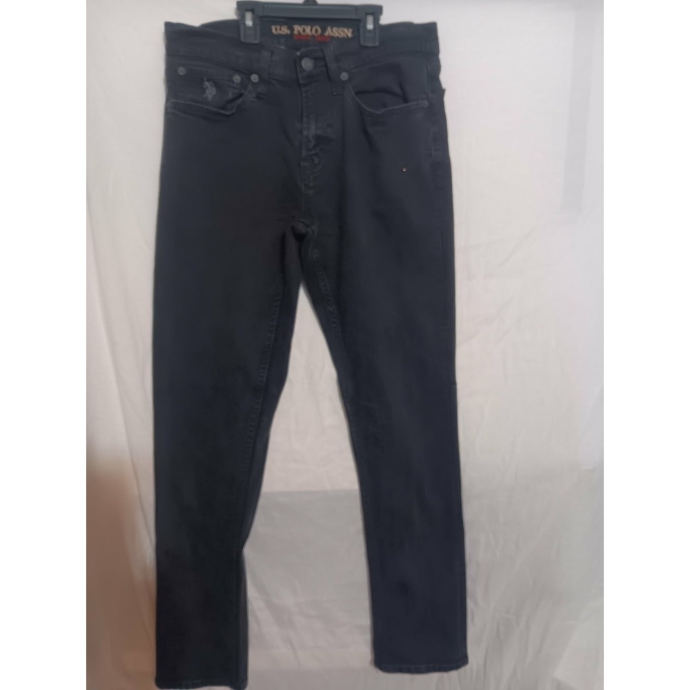 US Polo Assn. Men Jeans 30x32, Black Denim, Activate Stretch, Straight Leg